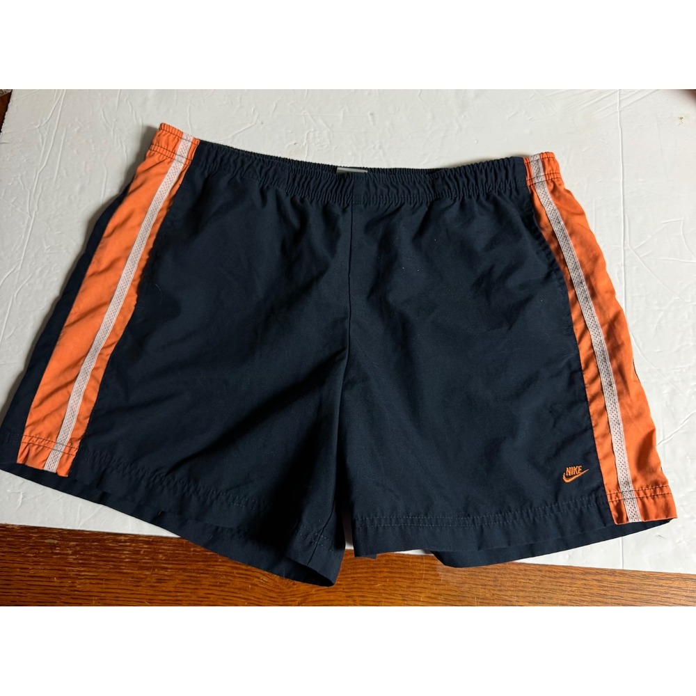 Nike Womens‎ Navy Blue Orange Stripe Athletic Running Shorts Size Large 12-14